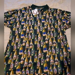 Vintage Big Dogs Shirt Button Front Multicolor Dog Breed Beer Print Cotton 4X